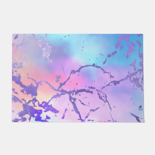 Cool Marble  Lovely Pastel Purple Blue Pink Ombre Doormat