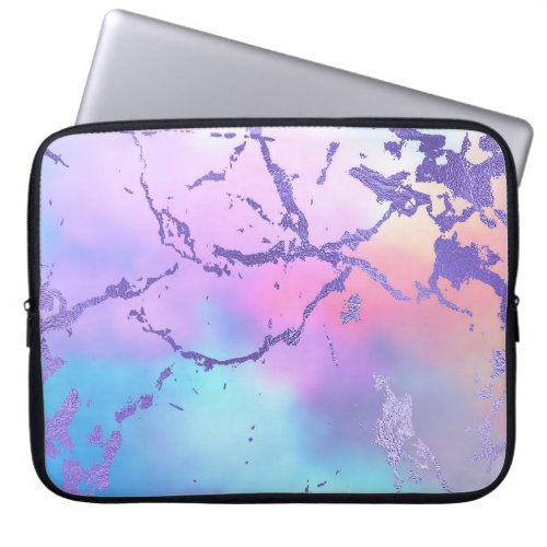 Cool Marble  Lovely Pastel Purple Blue Pink Ombre Laptop Sleeve
