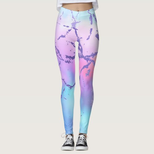 Cool Marble  Lovely Pastel Purple Blue Pink Ombre Leggings