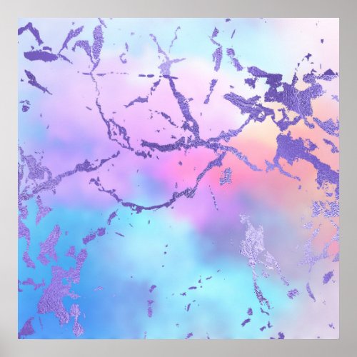 Cool Marble  Lovely Pastel Purple Blue Pink Ombre Poster