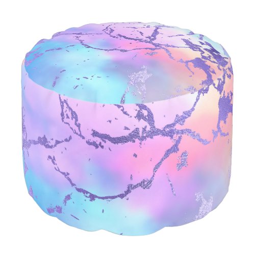 Cool Marble  Lovely Pastel Purple Blue Pink Ombre Pouf