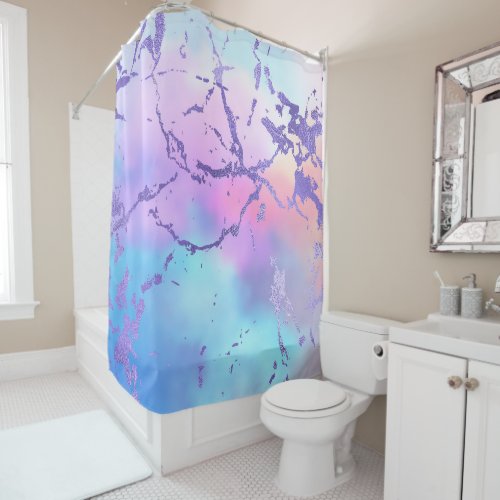 Cool Marble  Lovely Pastel Purple Blue Pink Ombre Shower Curtain