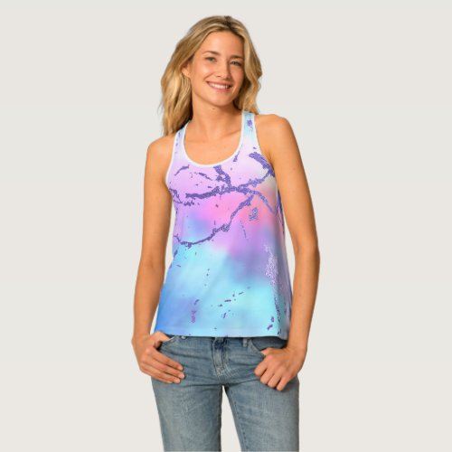 Cool Marble  Lovely Pastel Purple Blue Pink Ombre Tank Top