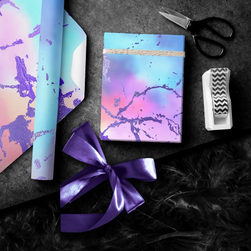 Cool Marble  Lovely Pastel Purple Blue Pink Ombre Wrapping Paper