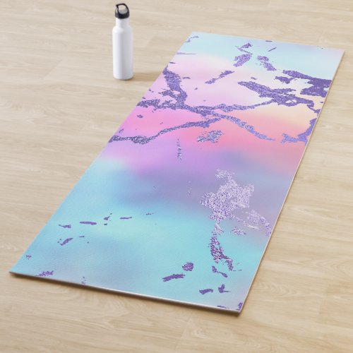 Cool Marble  Lovely Pastel Purple Blue Pink Ombre Yoga Mat