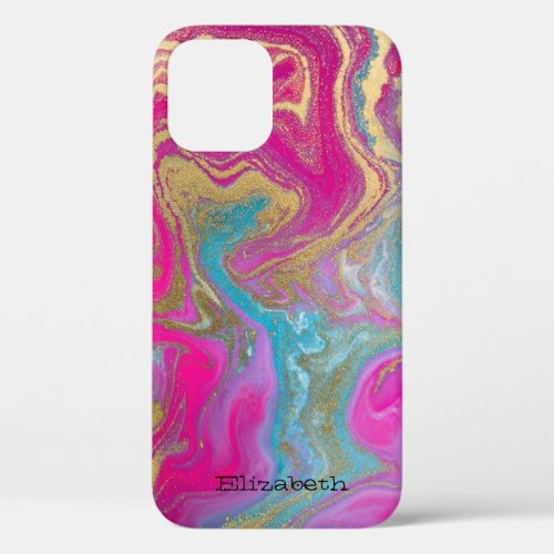 Cool Marble Stone Colorful Texture Glitter iPhone 12 Case