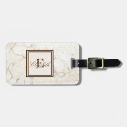Cool Marble Texture, Monogram-Personalized Luggage Tag