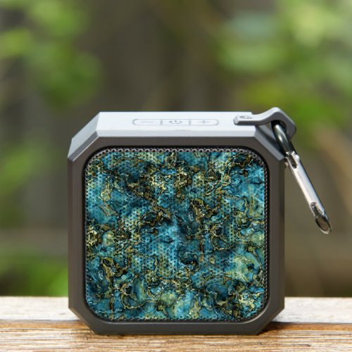 Cool Marbled Teal Turquoise Gold Agate Art Pattern Bluetooth Speaker