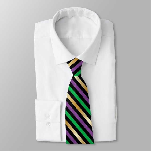 cool Mardi gra tiled stripe Neck Tie (Tied)