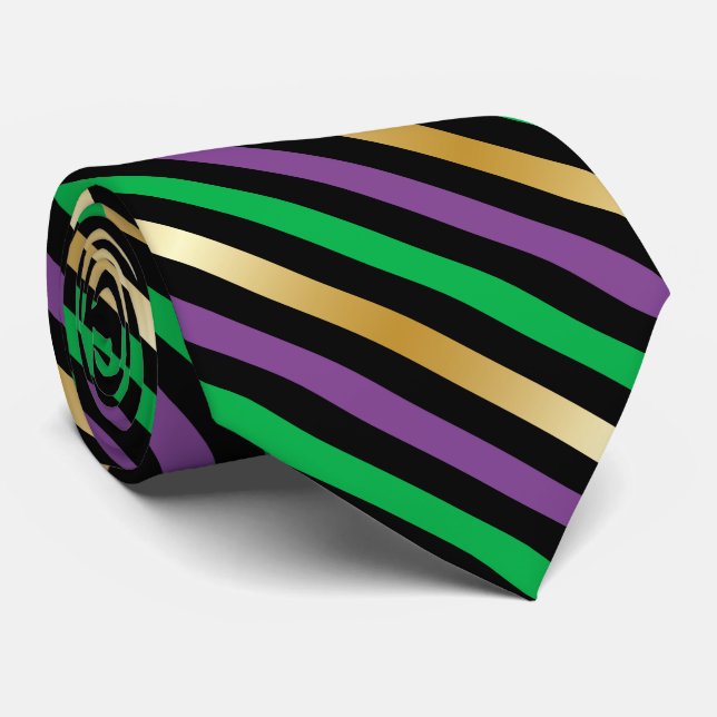 cool Mardi gra tiled stripe Neck Tie (Rolled)