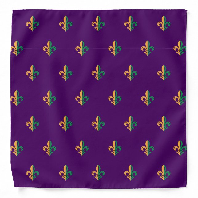 Cool Mardi Grad Fleur de Lis Bandana (Front)