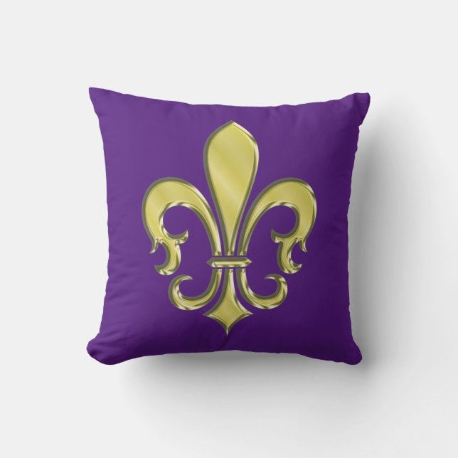 Cool Mardi Gras Fleur de Lis Design Throw Pillow (Front)