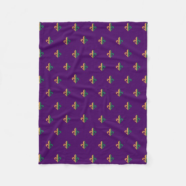Cool Mardi Gras Fleur de Lis Fleece Blanket (Front)