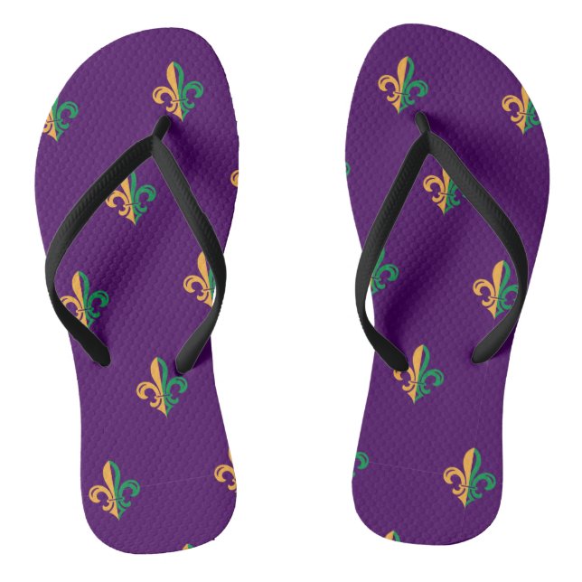 Cool Mardi Gras Fleur de Lis Flip Flops (Footbed)