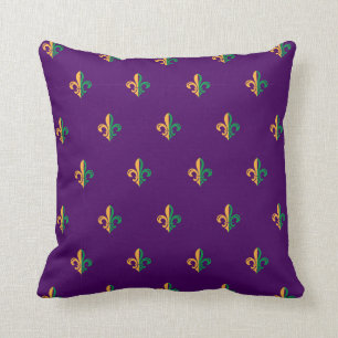 Cool Mardi Gras Fleur de Lis Throw Pillow