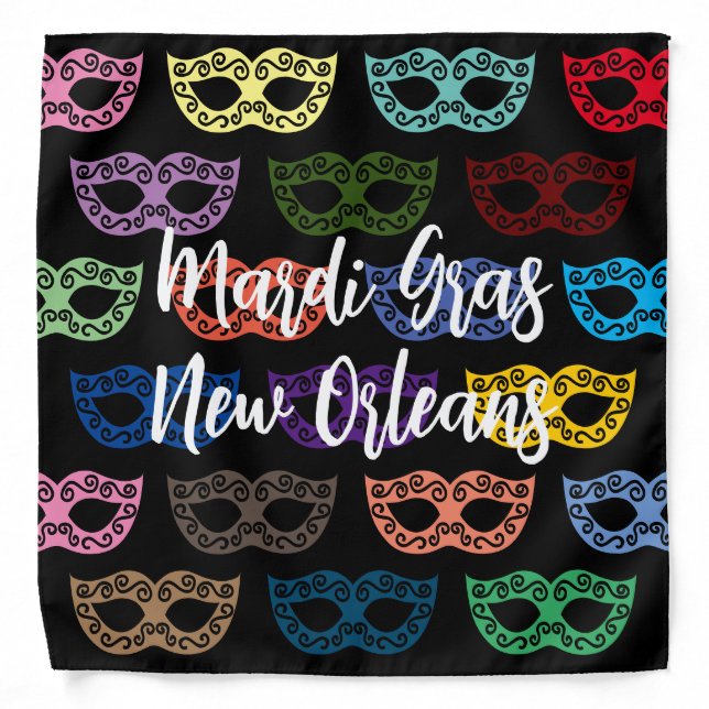 Cool Mardi Gras New Orleans masquerade party masks Bandana (Front)
