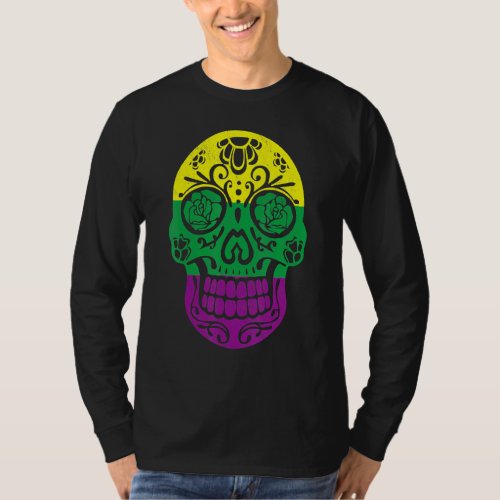 Cool Mardi Gras Skull Jester Hat Masked Beads 1 T_Shirt