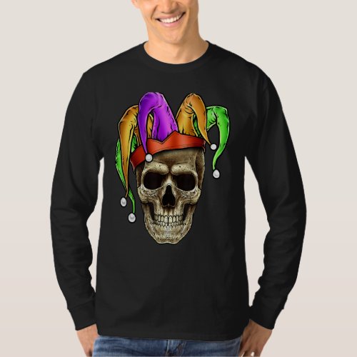 Cool Mardi Gras Skull Jester Hat Masked Beads 2 T_Shirt