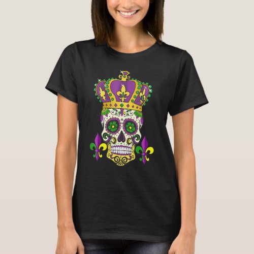 Cool Mardi Gras Skull Jester Hat Masked Beads 5 T_Shirt