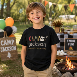 Cool Marshmallow Personalized Camping Birthday Tri-Blend Shirt