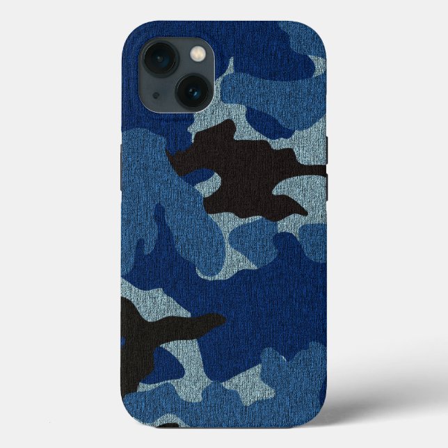 Cool Masculine Faux Cloth Blue Camo Military Tough Case-Mate iPhone Case (Back)