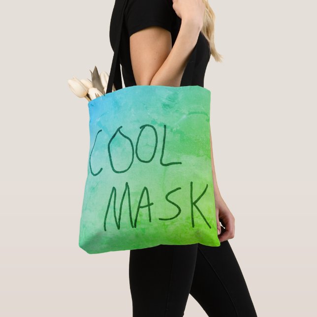 Cool Mask Original Handwriting blue and green Tote Bag (Close Up)