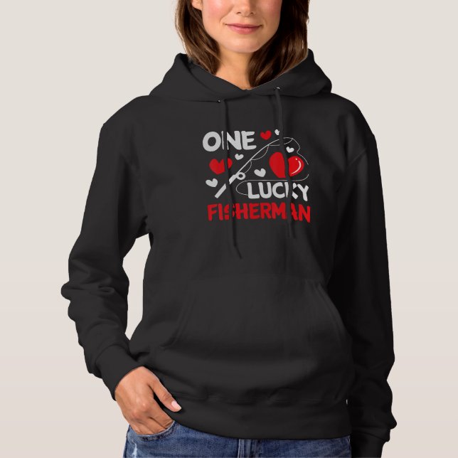 Cool Matching Outfit Couple Fishing, One Lucky Fis Hoodie (Front)