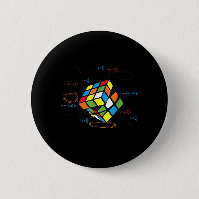 Cool Math Rubik Rubix Rubics Player Cube Math Button (Front)