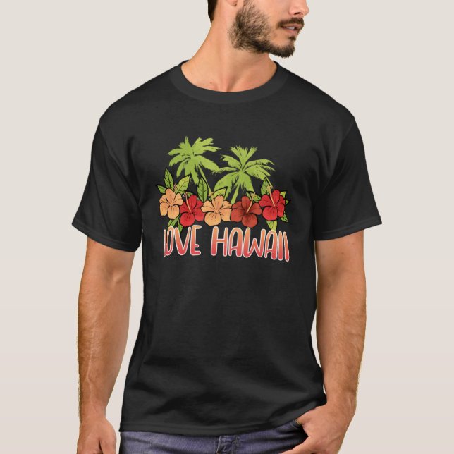 Cool Maui Sunset Hawaiian Hibiscus Flowers Honolul T-Shirt (Front)