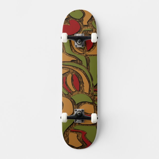 Cool Mayan Hieroglyphs Design Skateboard Deck (Front)