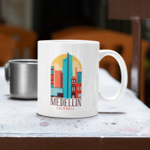 Cool Medellin Colombia Vintage Cityscape Coffee Mug
