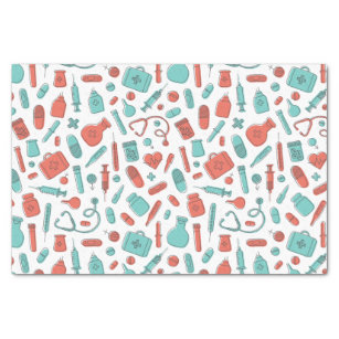 Nurse Stuff Pattern - Red Background