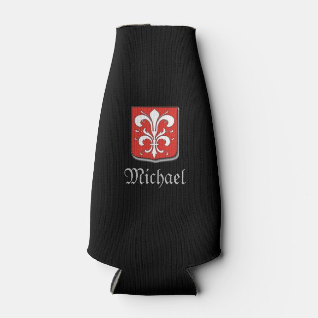 Cool Medieval Black and Red Knight Shield Bottle Cooler (Front)