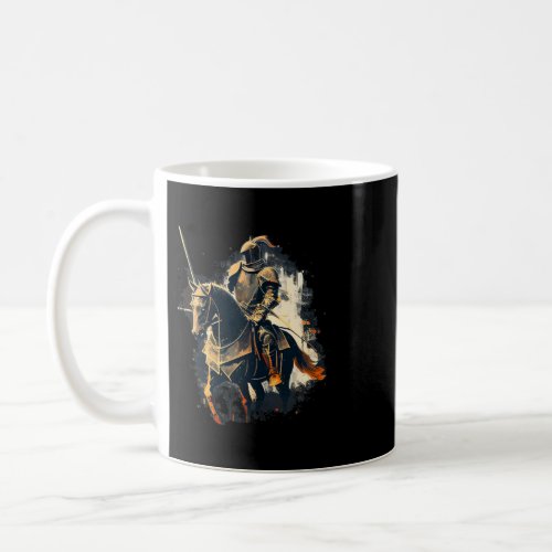 cool medieval knight in armor and horse coffee mug