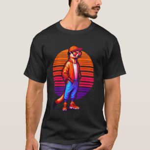 Cool Meerkat Modern Urban Style Sunset Retro Art T-Shirt