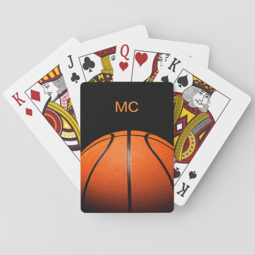 Cool Mens Basketball Monogram Poker Cards