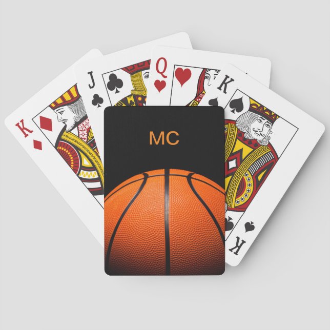 Cool Men's Basketball Monogram Poker Cards (Back)