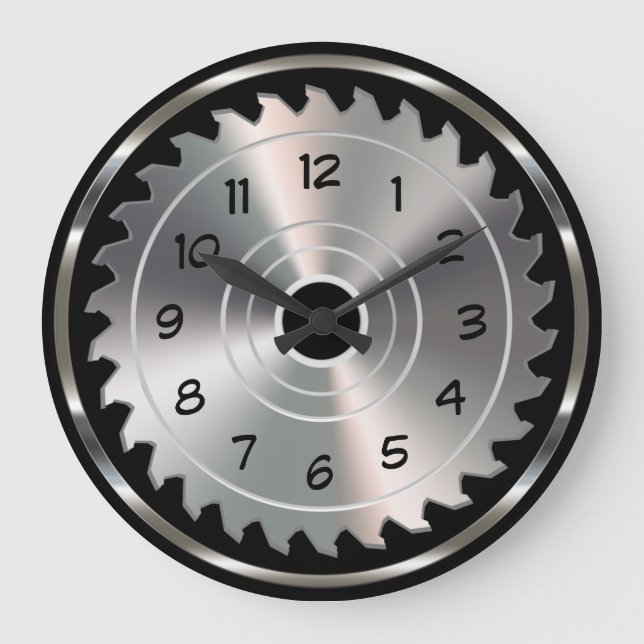 Cool Men's Circular Saw Blade Look Wall Clocks (Front)