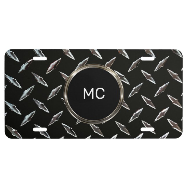 Cool Men's Industrial Monogram Style License Plate (Front)