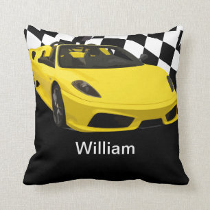 Cool Men's Monogram Car Theme Throw Pillow