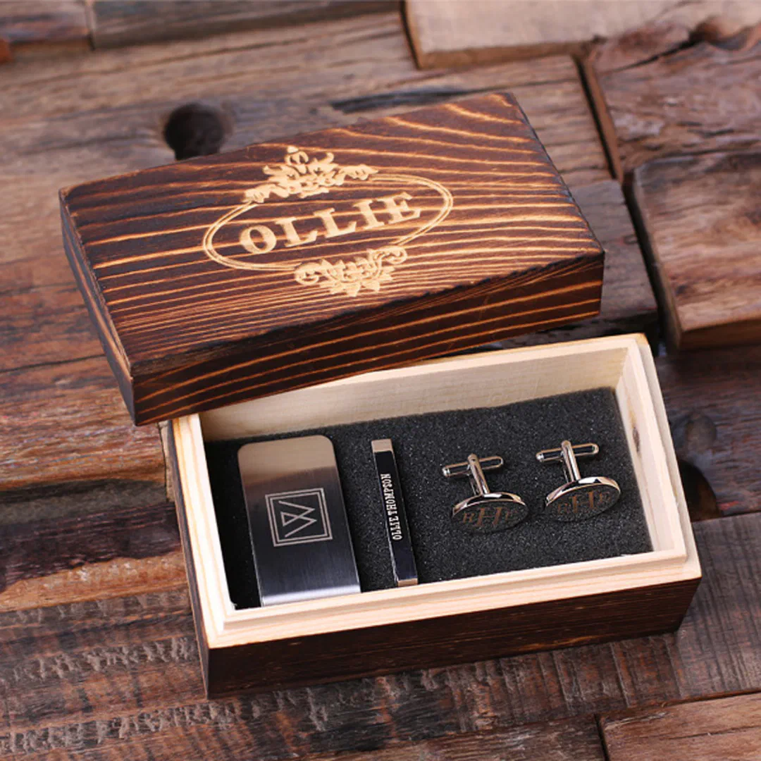 Cool Men's Set w/ Tie Bar, Money Clip & Cufflinks (Inside)