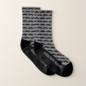 Cool men's socks with custom black mustache print