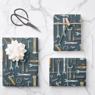 Cool mens tool pattern party  wrapping paper sheets