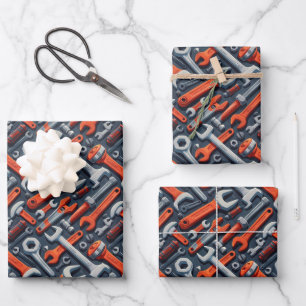 Cool mens tool pattern party wrapping paper sheets