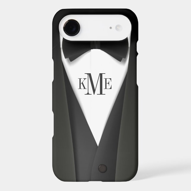 Cool Mens Tuxedo Suit Pattern - Manly Monogram Case-Mate iPhone Case (Back)
