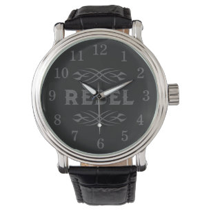 Cool men's watch with tattoo striping and name