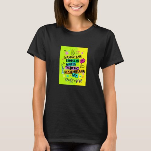 Cool Mens Womens Colorful New York City 5 Avenue T_Shirt