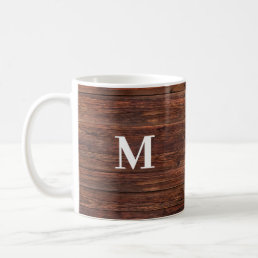 Cool Men&#39;s Wood Look Monogram Coffee Mug