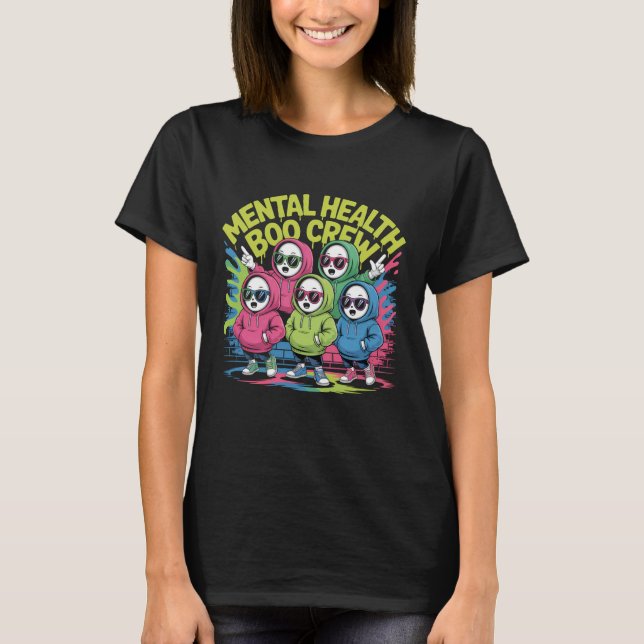 Cool Mental Health Boo Crew for Spooky Season T-Shirt (Front)