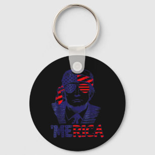 Cool merica Trump Happy 4th Of July Trump American Keychain